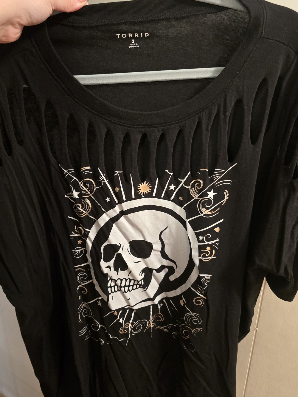 torrid Black Skull Cutout Short Sleeve Tee